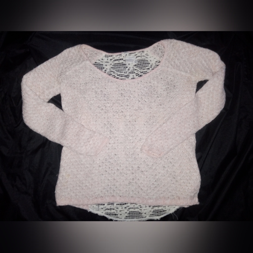 Bethany Mota Loose Stitch Sweater with Distressed Design on back